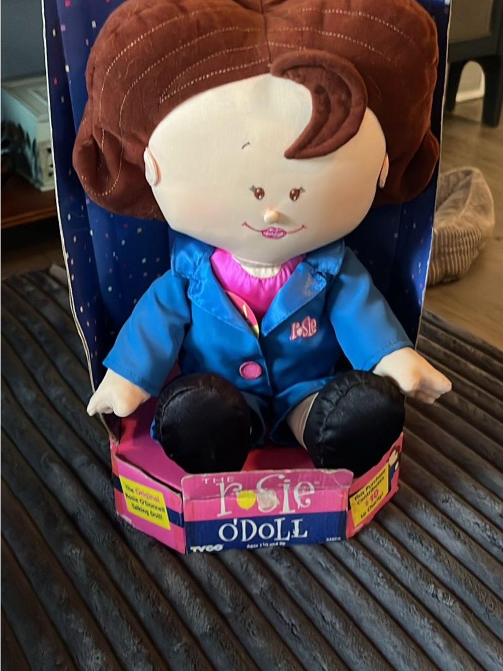 Rosie Plush Doll in Blue Coat and Brown Hair - Kids Toy